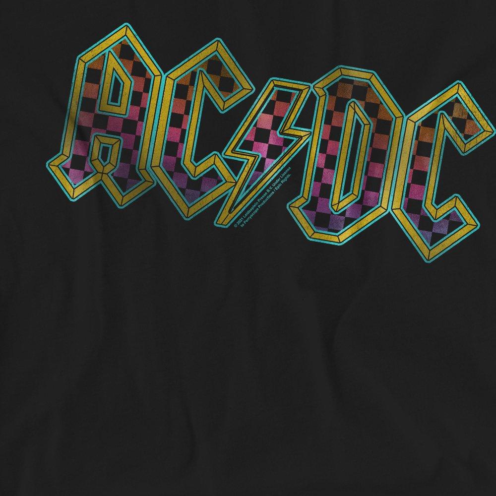 Black - ACDC - AC DC Checkerboard Gradient Logo T-Shirt Black - 2