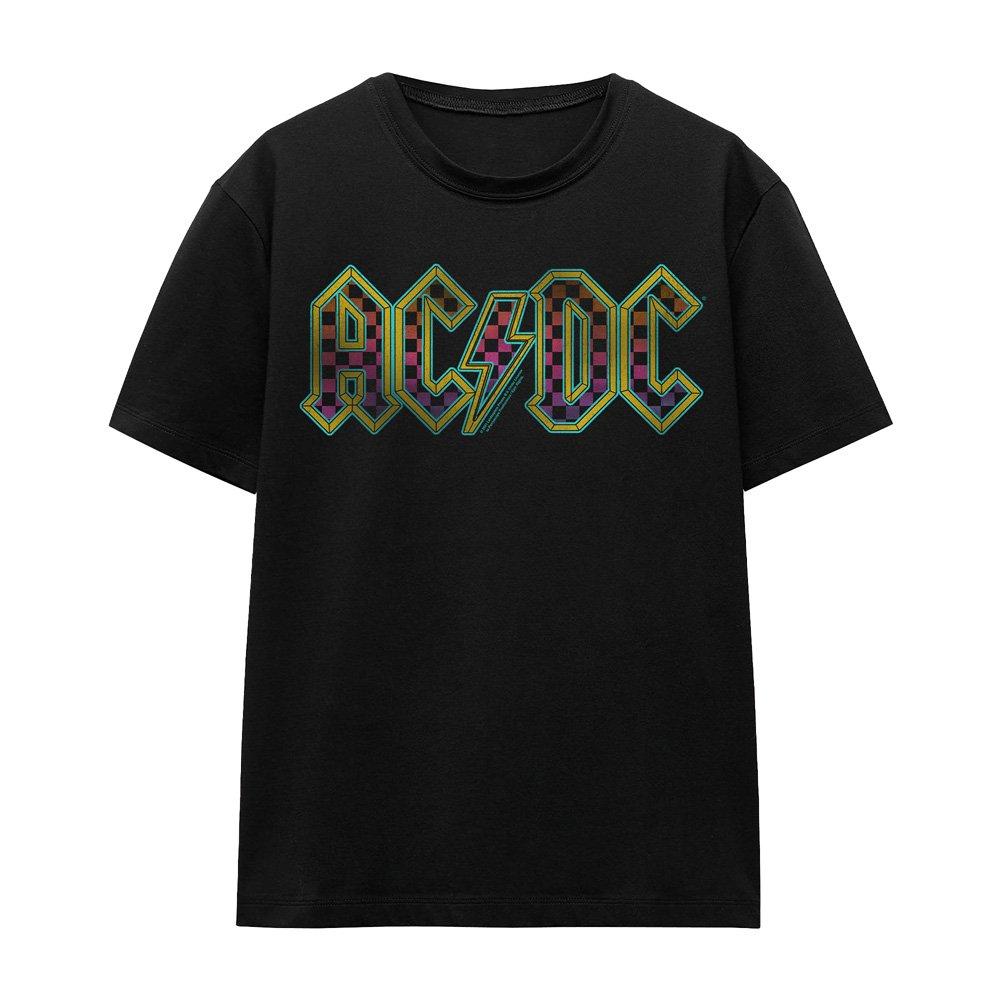 Black - ACDC - AC DC Checkerboard Gradient Logo T-Shirt Black - 4