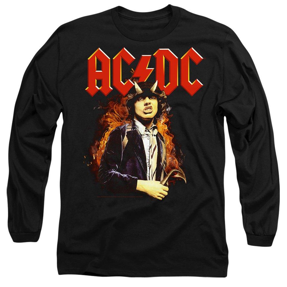 Black - ACDC - ACDC Fire And Horns Mens Long Sleeve T Shirt Blac - 1