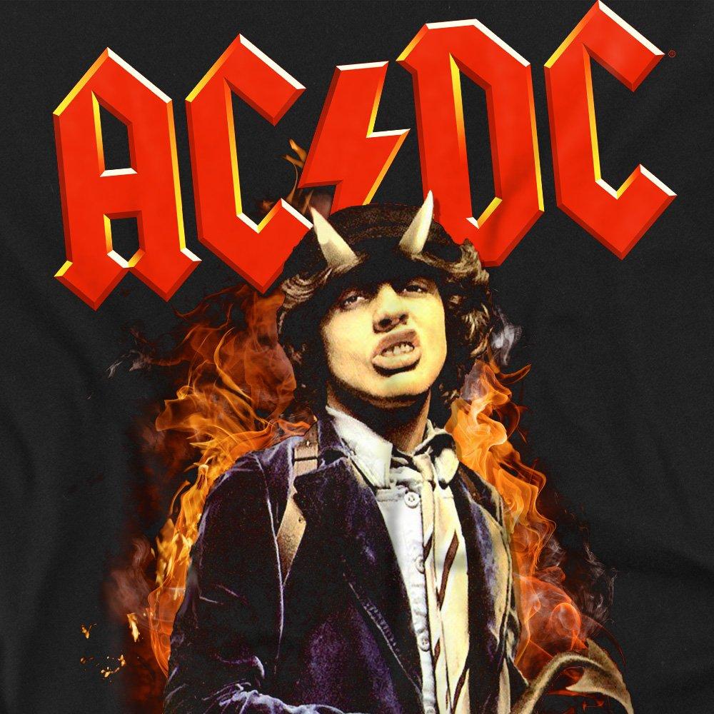 Black - ACDC - ACDC Fire And Horns Mens Long Sleeve T Shirt Blac - 2