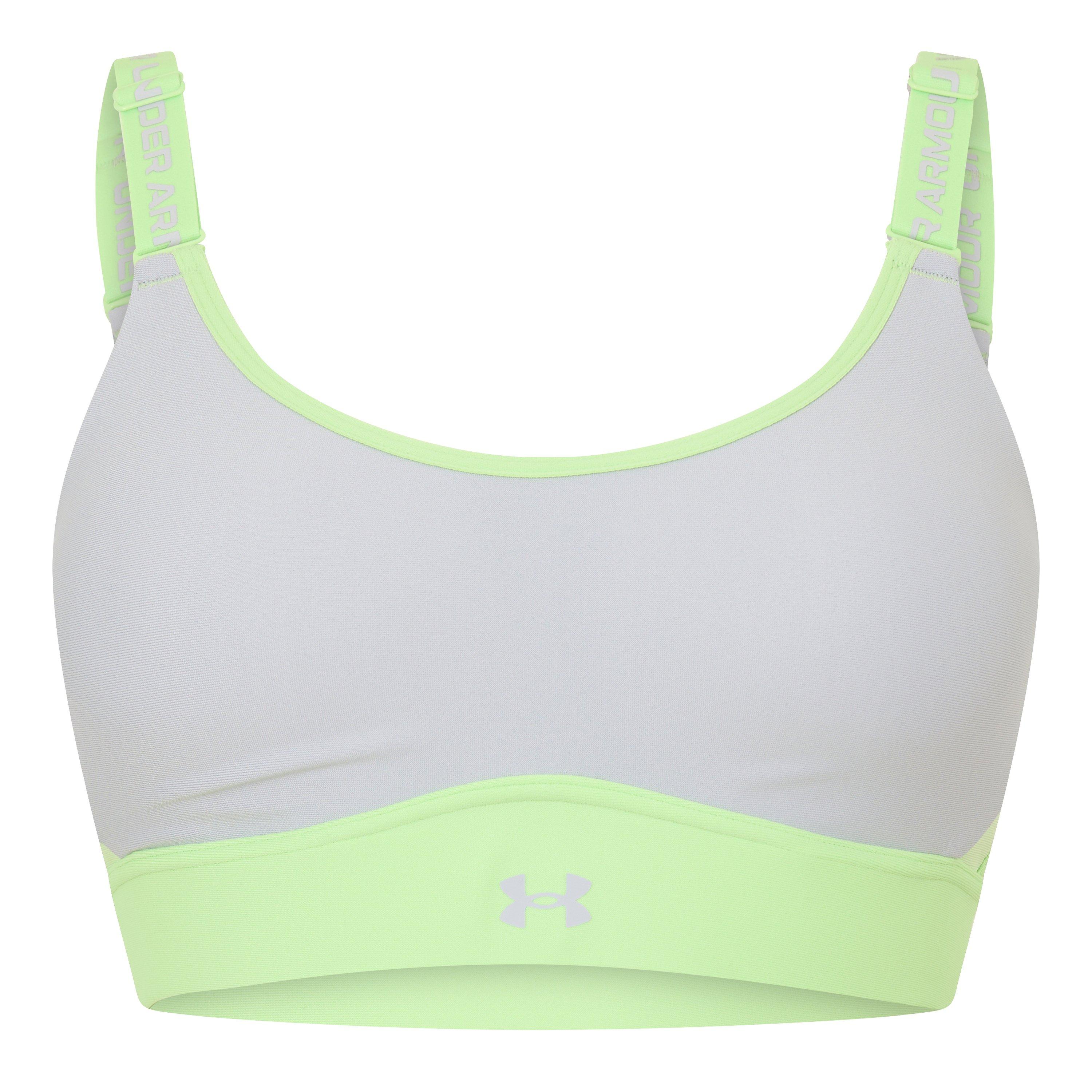 Under Armour Women's Infinity Medium Impact Sports Bra - Lime/Mod Gray - 14 (L)