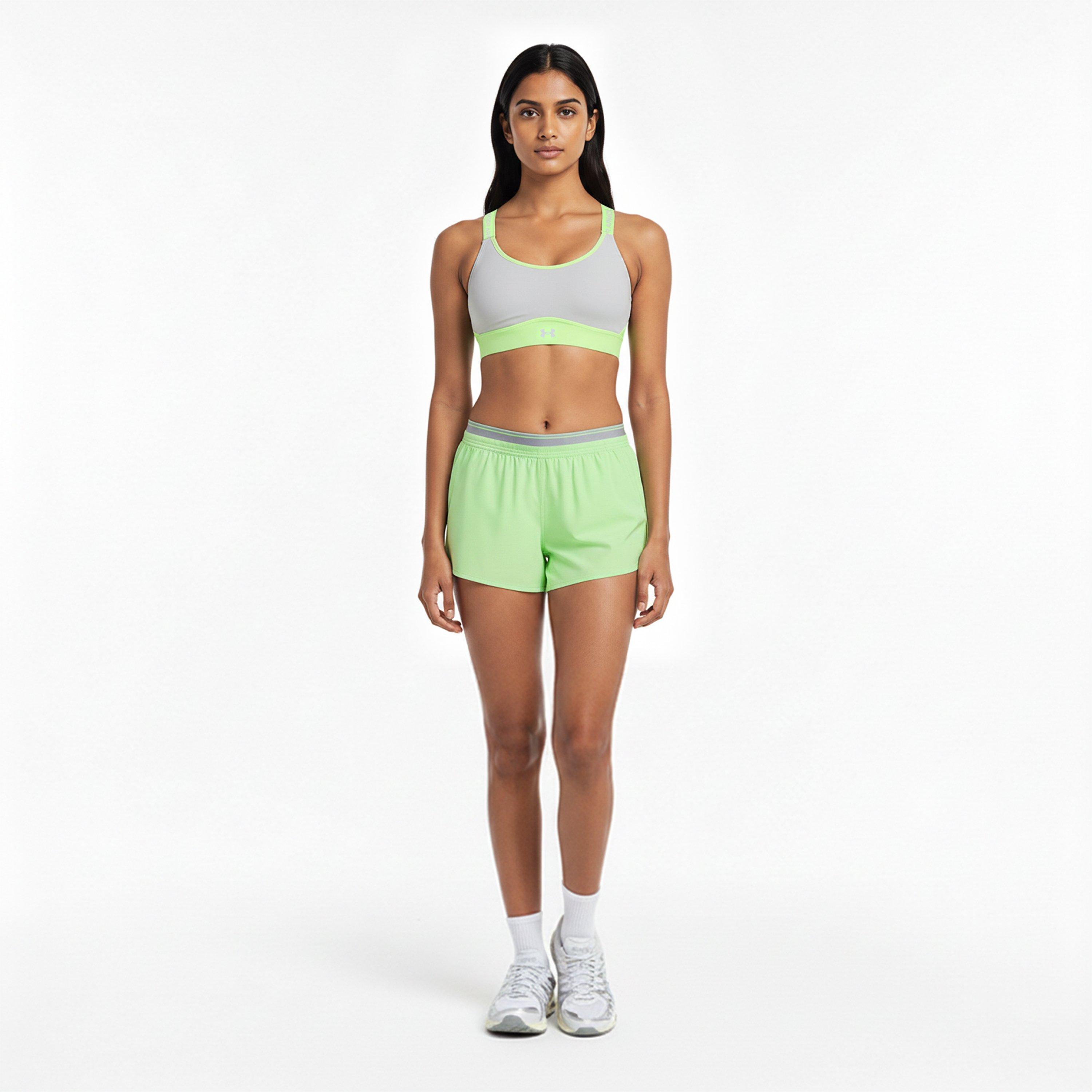 Lime/Mod Gray - Under Armour - Women's Infinity Medium Impact Sports Bra - 5