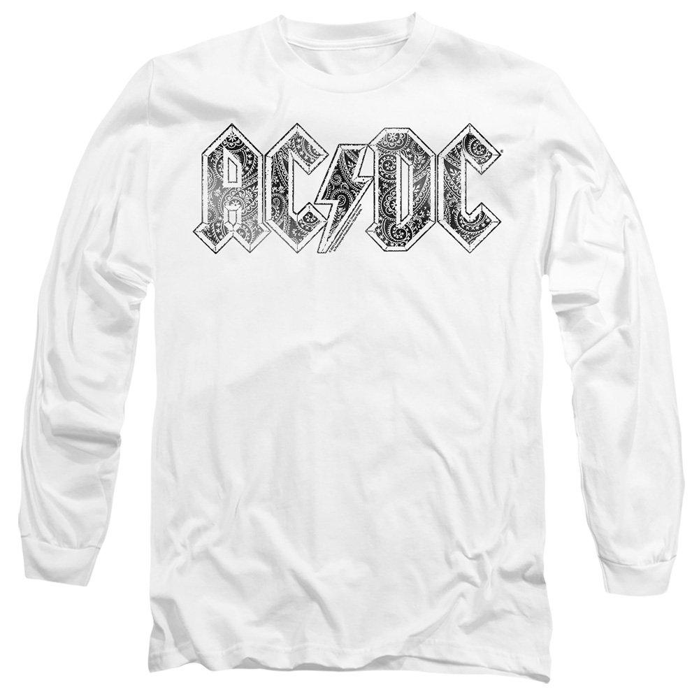 White - ACDC - ACDC Paisley Logo Mens Long Sleeve T Shirt White - 1