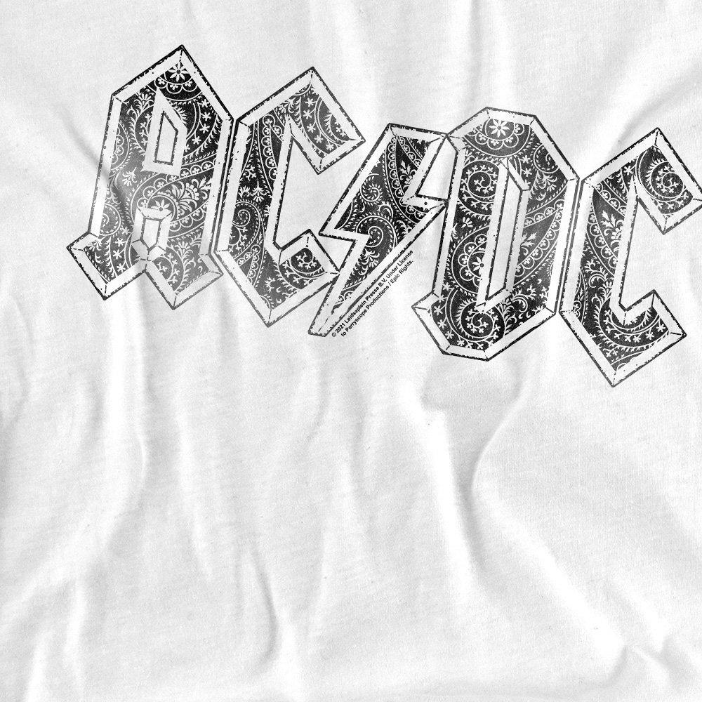 White - ACDC - ACDC Paisley Logo Mens Long Sleeve T Shirt White - 2