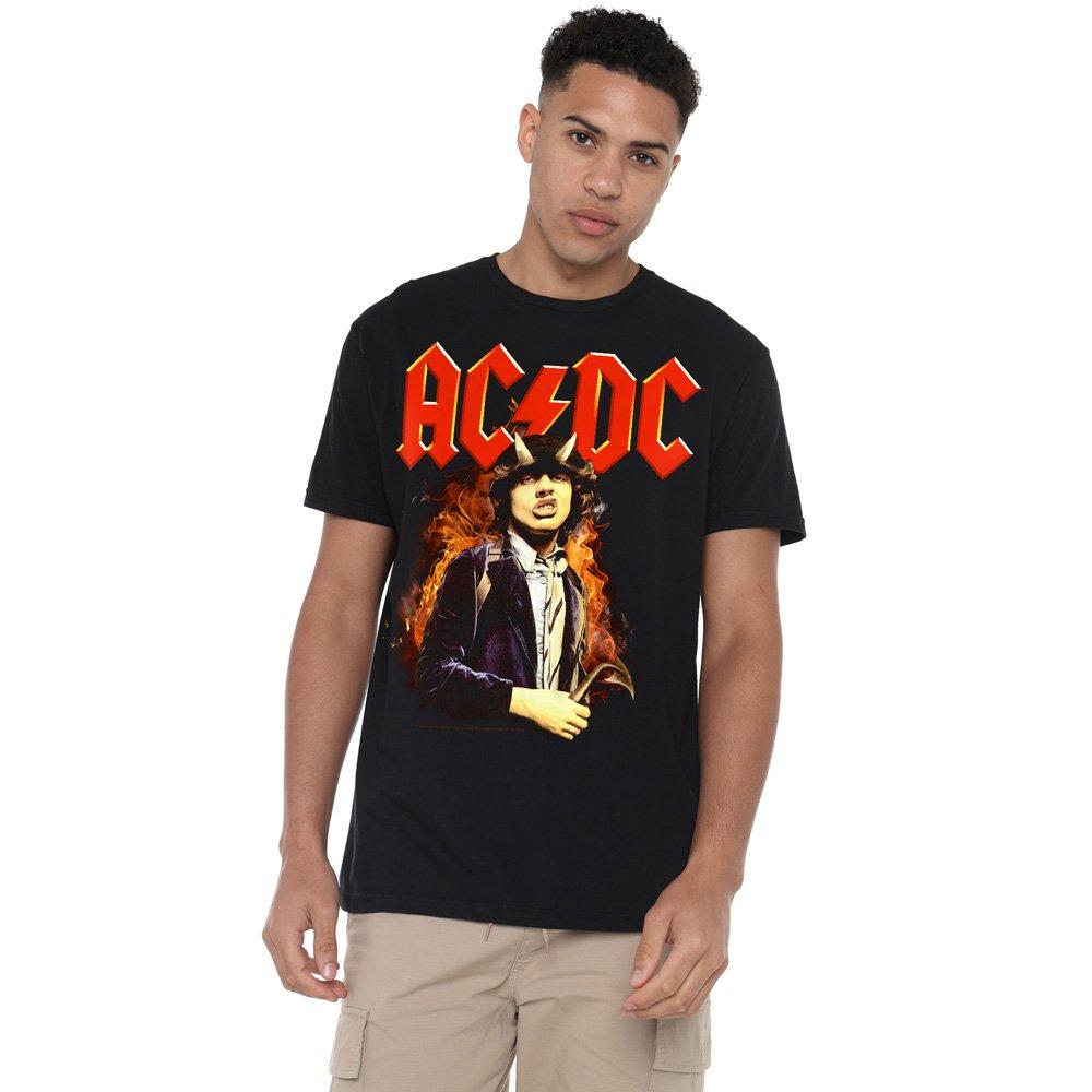 Black - ACDC - AC DC Fire And Horns T-Shirt Black - 1