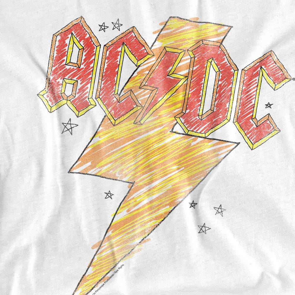 White - ACDC - ACDC Sketch Bolt Mens Long Sleeve T Shirt White - 2