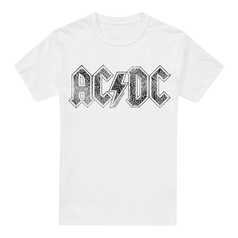White - ACDC - AC DC Paisley Logo T-Shirt White - 4