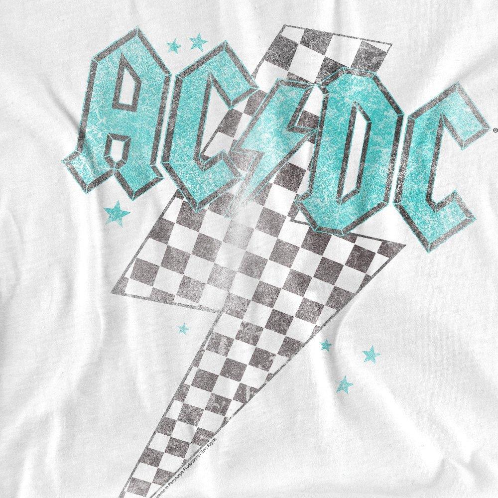 White - ACDC - AC DC Skewed Checkerboard Bolt T-Shirt White - 2