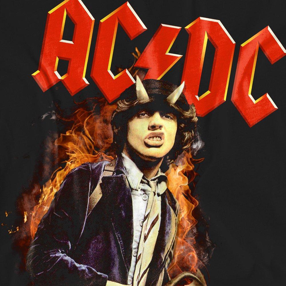 Black - ACDC - AC DC Fire And Horns Ladies T Shirt Black - 2