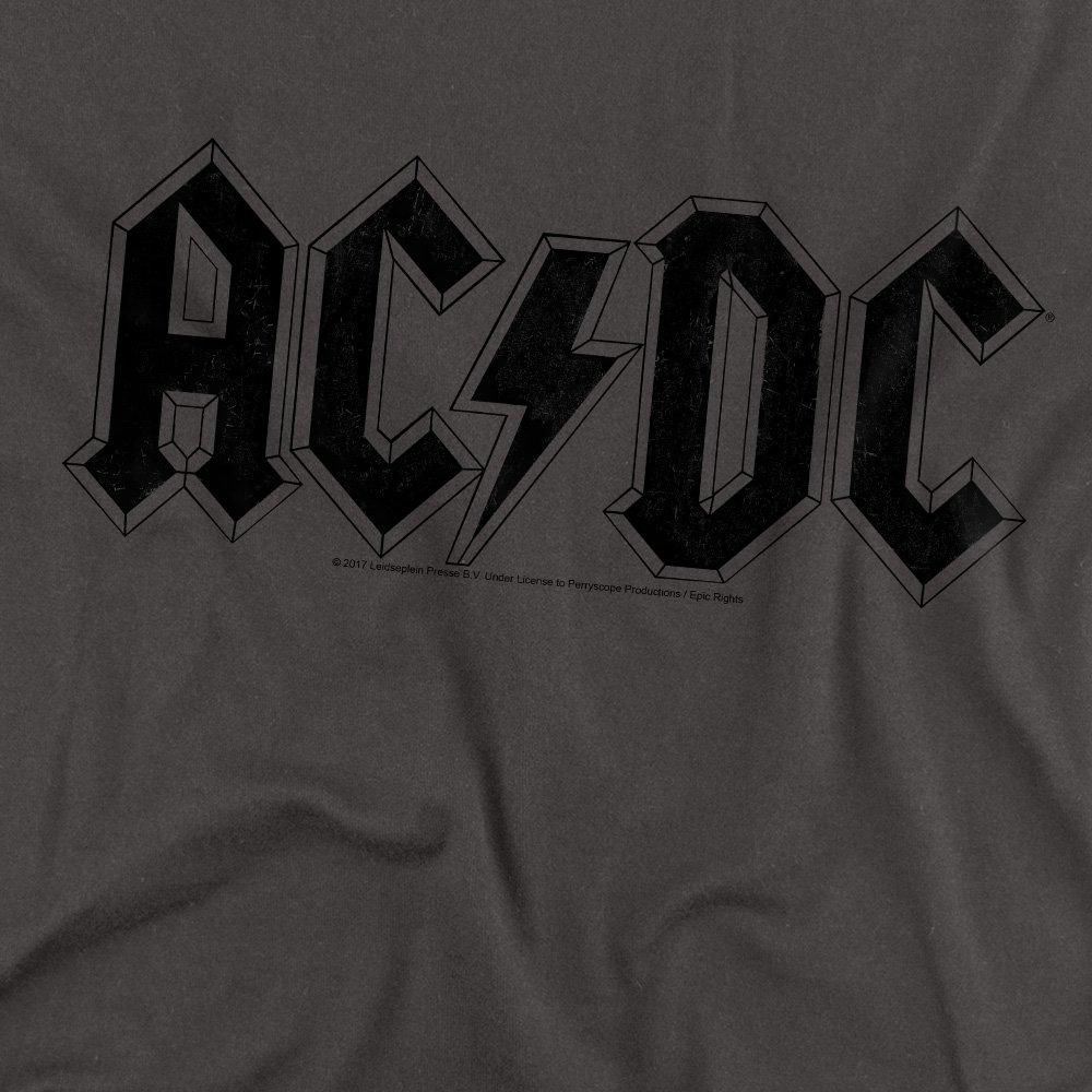 Charcoal - ACDC - ACDC Worn Logo Mens Long Sleeve T Shirt-Charcoal - 2