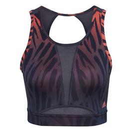 adidas Training Light-Support Long-Line Tiger-Print Bra Womens