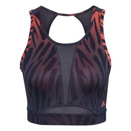 adidas Training Light Support Long Line Tiger Print Bra Womens