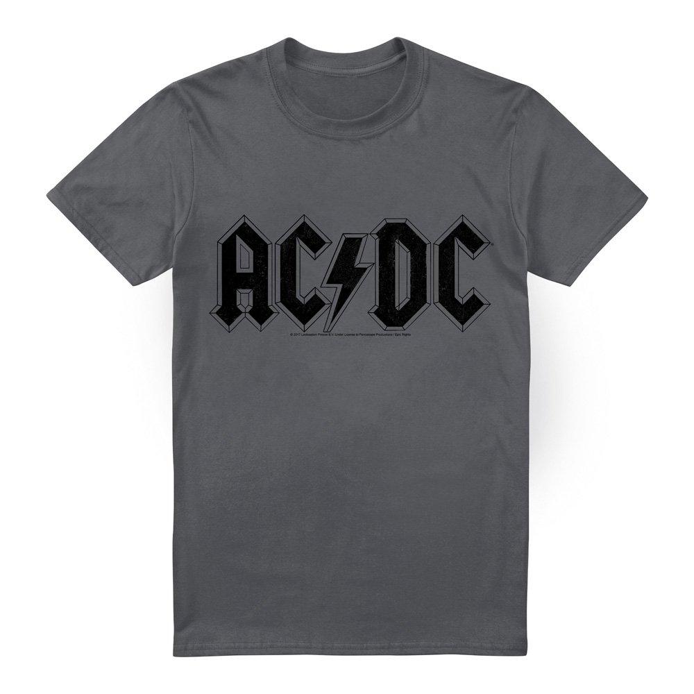 Charcoal - ACDC - AC DC Worn Logo T-Shirt Charcoal - 4