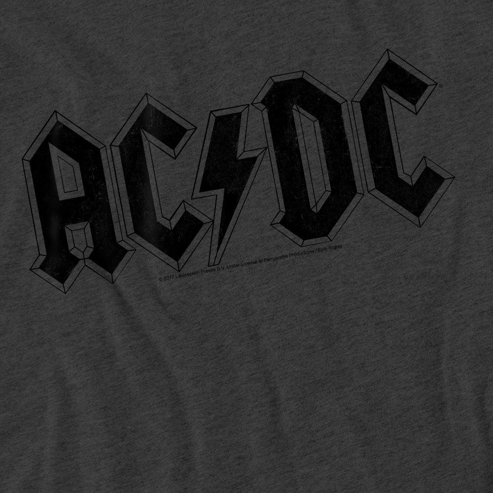 Charcoal - ACDC - AC DC Worn Logo T-Shirt-Charcoal - 2