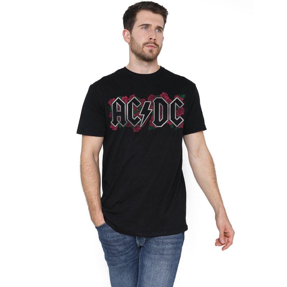Black - ACDC - AC DC Roses Logo T-Shirt Black - 1