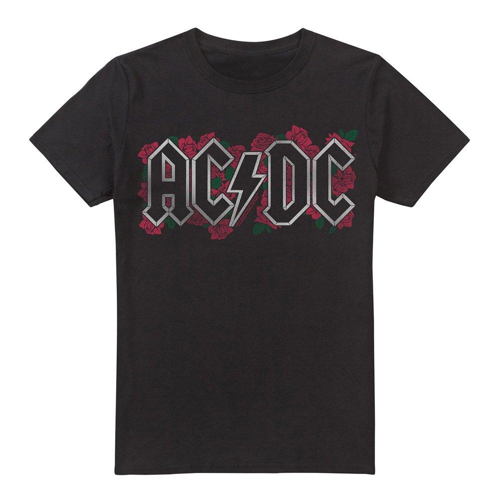 Black - ACDC - AC DC Roses Logo T-Shirt Black - 4