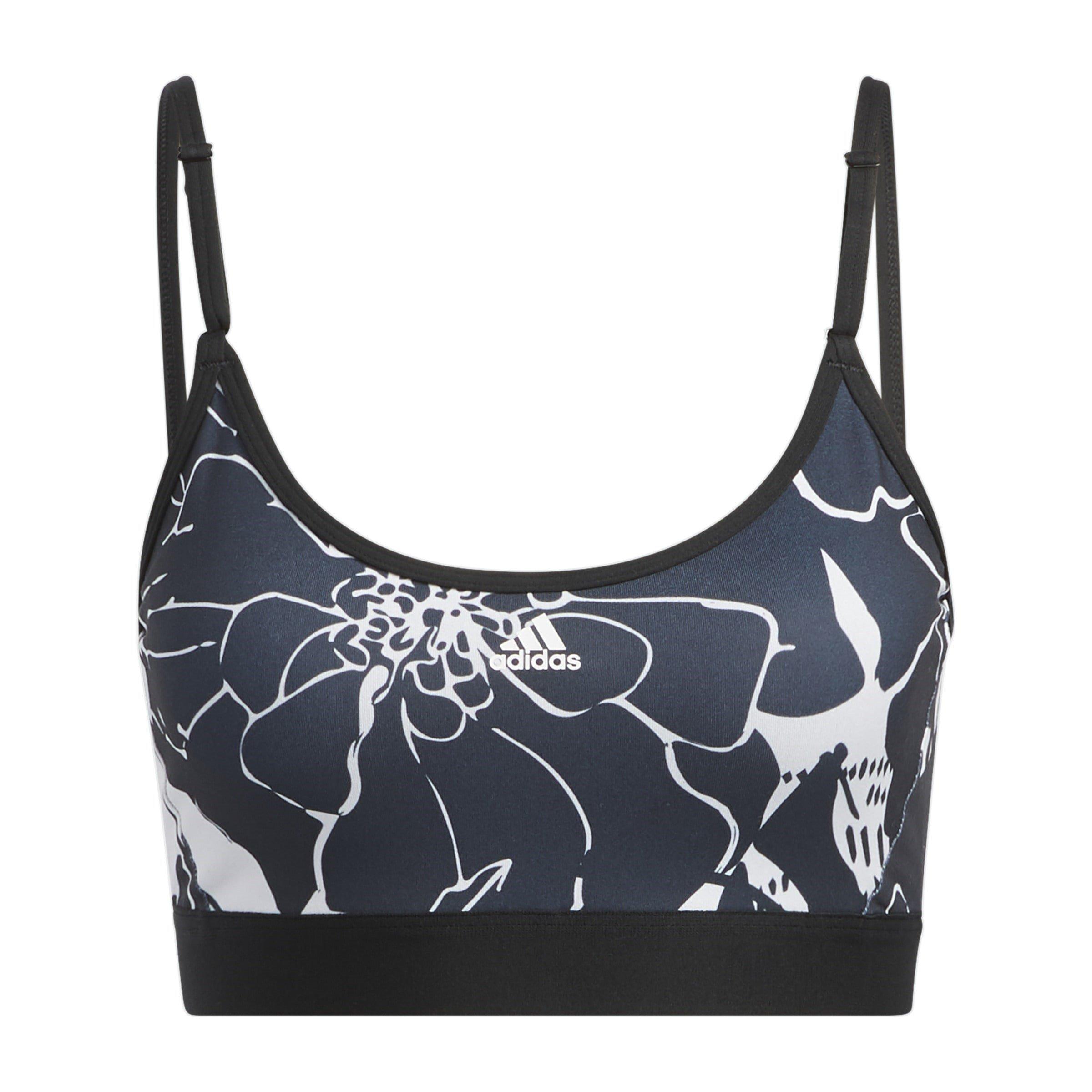 DshGry/Black - adidas - Flower Print Low Impact Sports Bra Womens - 1