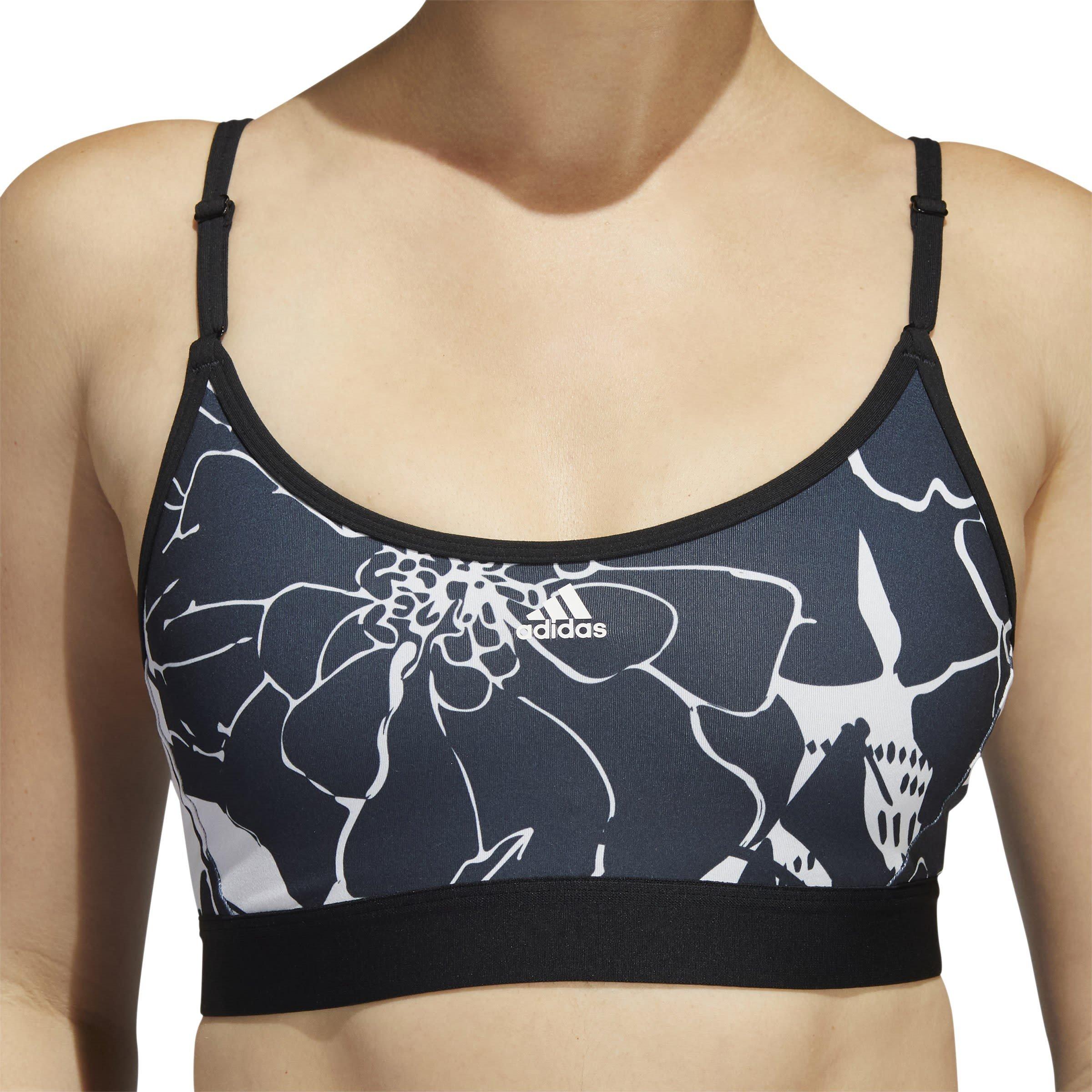 DshGry/Black - adidas - Flower Print Low Impact Sports Bra Womens - 6