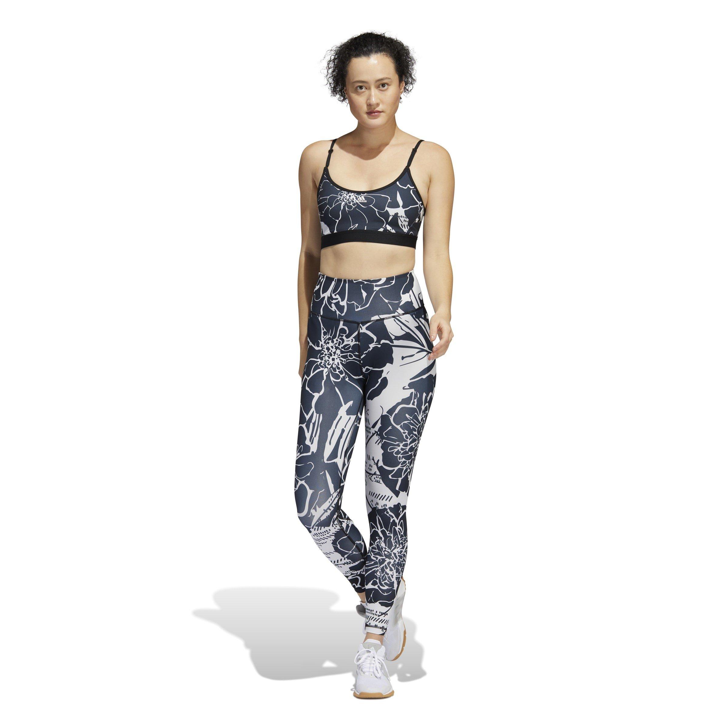 DshGry/Black - adidas - Flower Print Low Impact Sports Bra Womens - 8