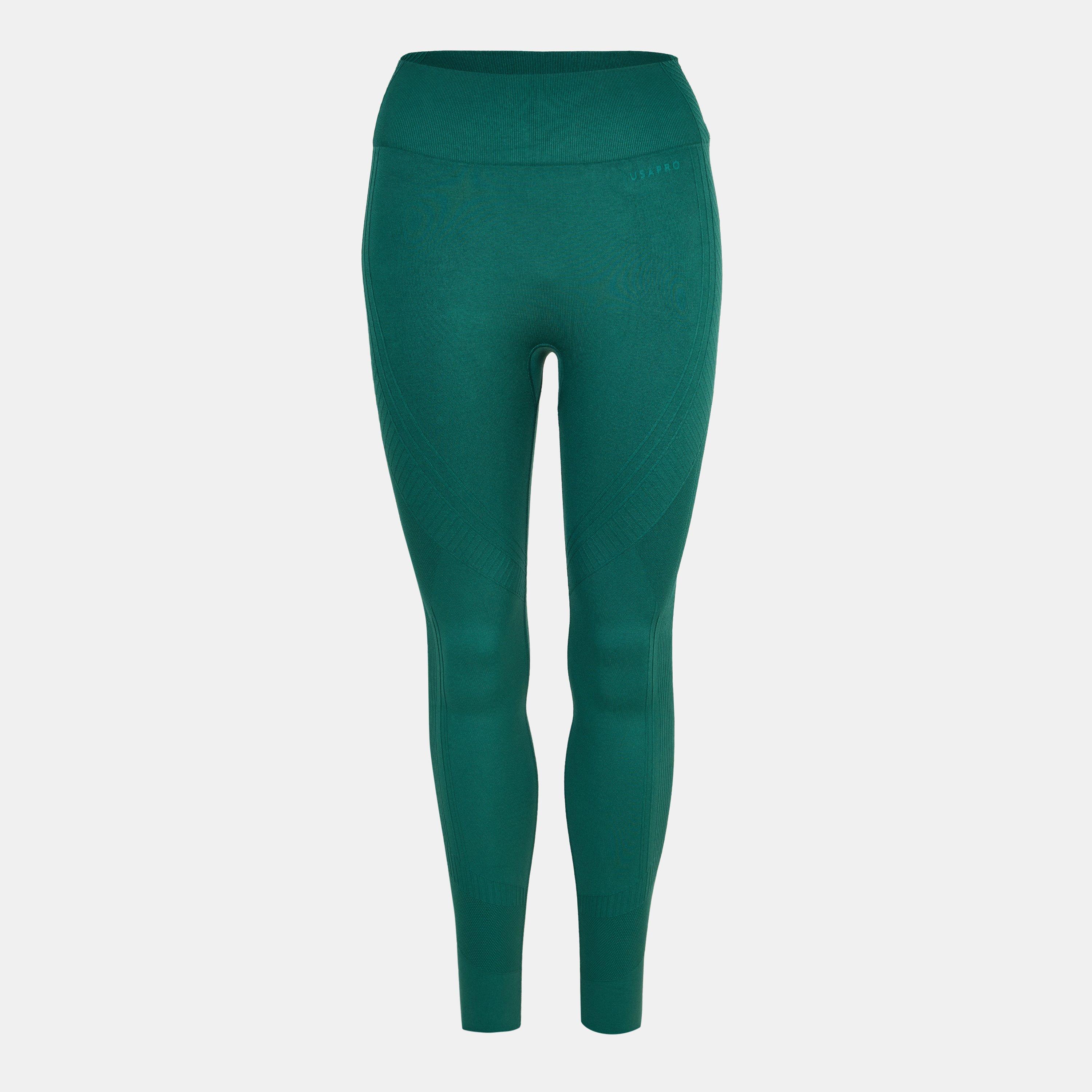 Usa Pro Women's Core High Rise Seamless Tights - Forest Green - 14 (42)
