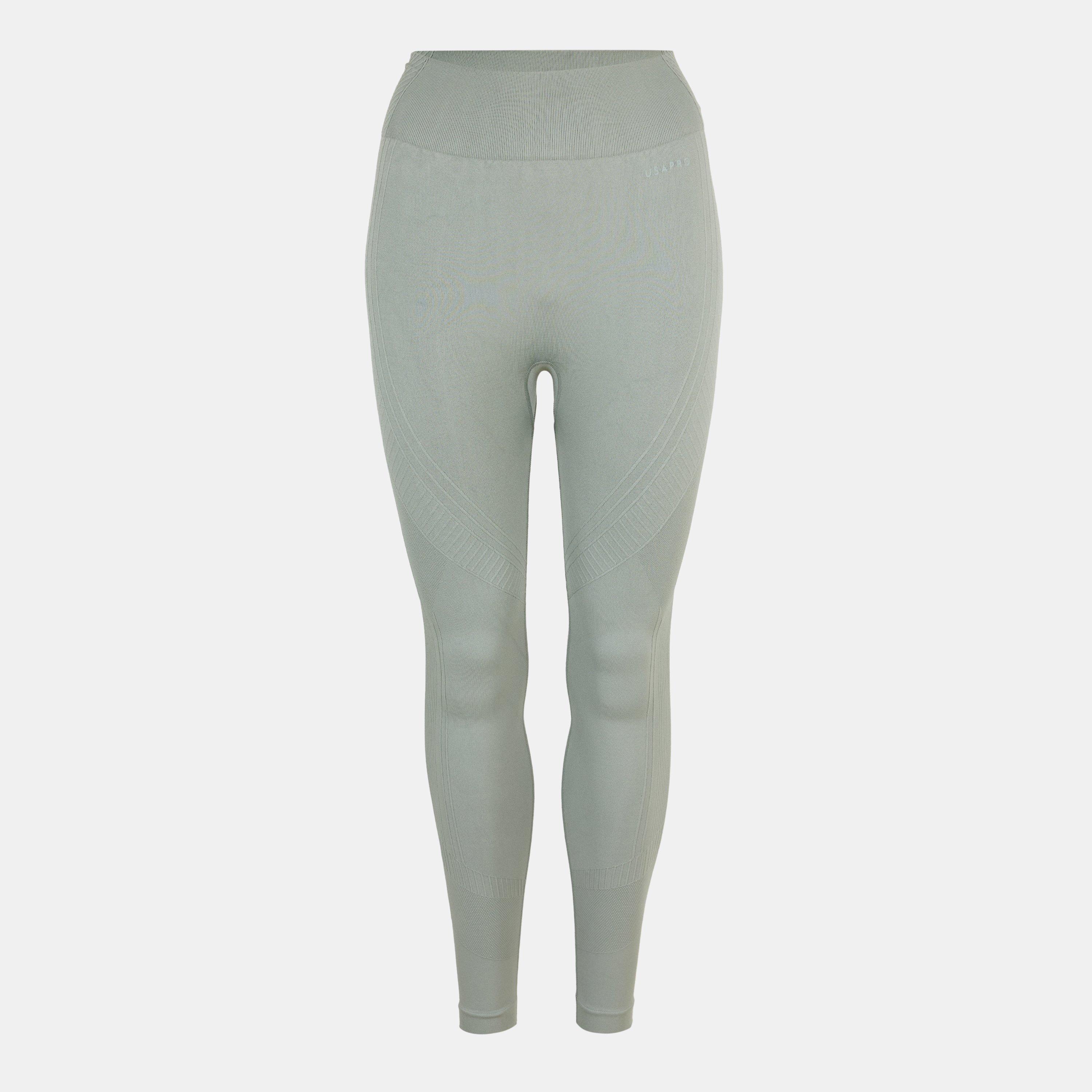 Usa Pro Women's Core High Rise Seamless Tights - Sage - 12 (40)
