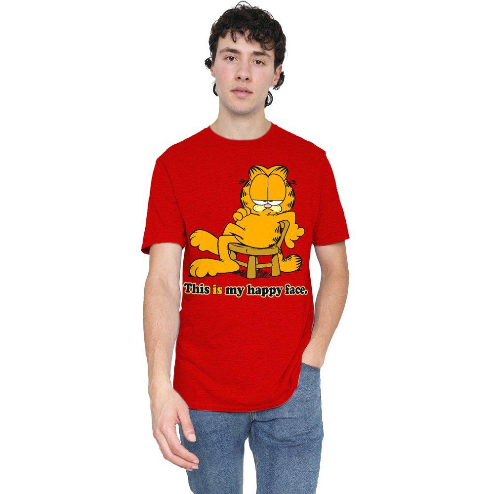 Red - Garfield - Garfield Happy Face Adult Heather Red - 1