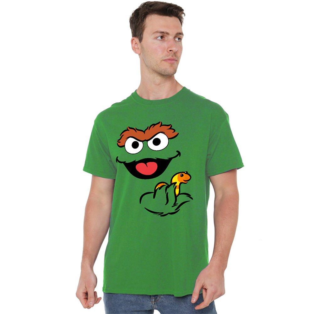 Green - Sesame Street - Sesame Street Oscar The Grouch Holding Slimey T Sh - 1