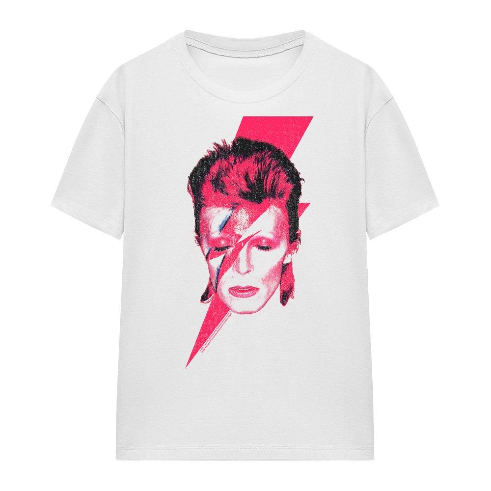 White - David Bowie - Sticker & Shirt David Bowie Aladdin Sane Ladies T - 4