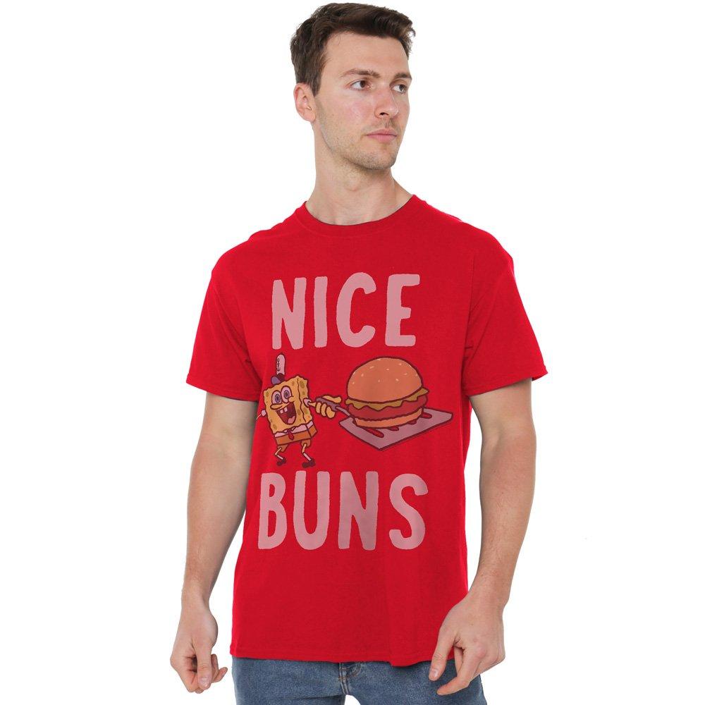 Red - Spongebob - Spongebob Nice Buns Unisex Adult T Shirt Red - 1