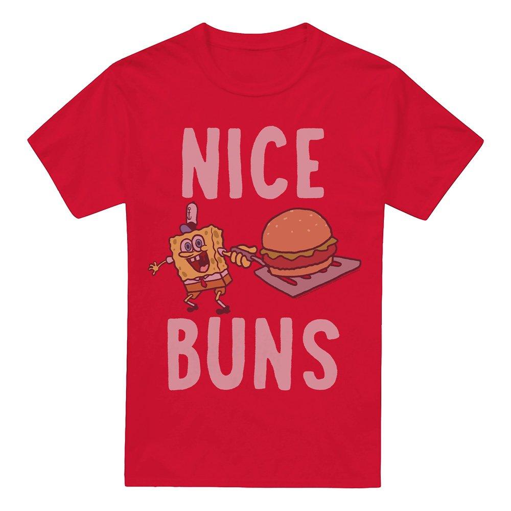Red - Spongebob - Spongebob Nice Buns Unisex Adult T Shirt Red - 4