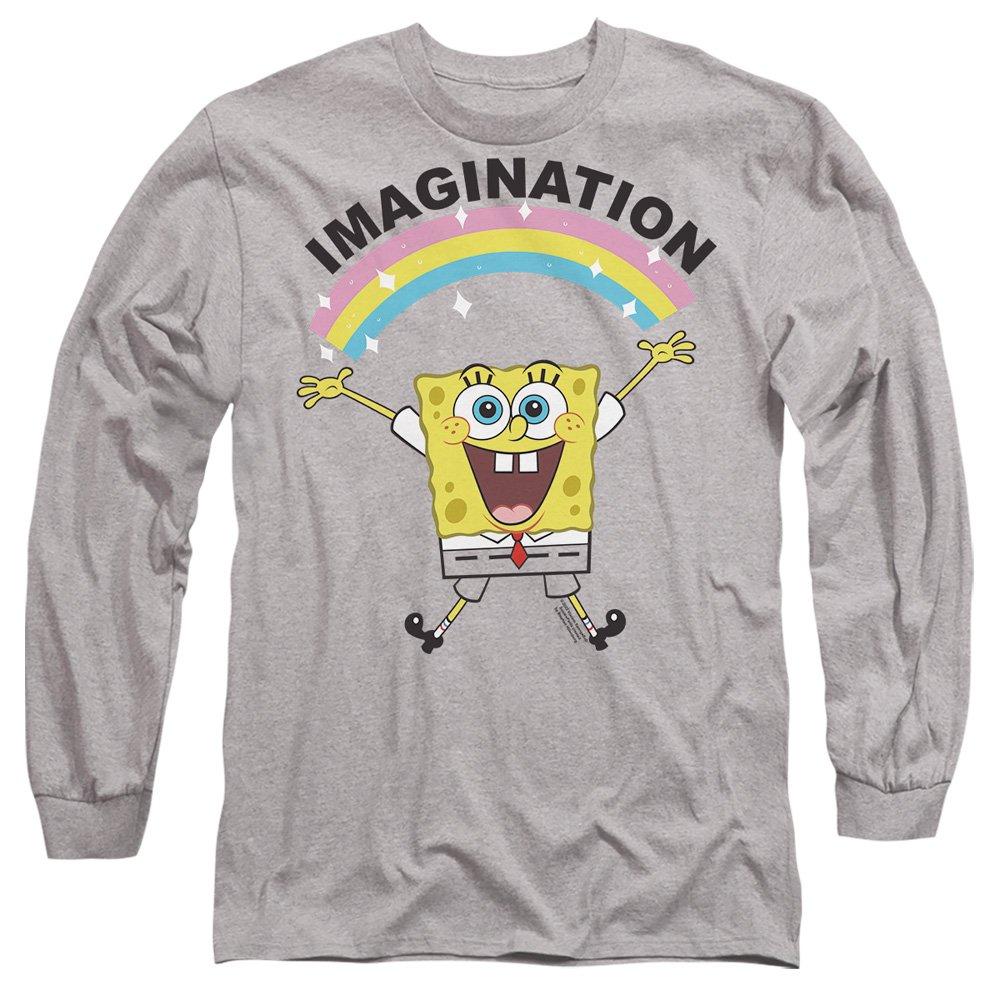 Light Grey - Spongebob - Spongebob Simple Imagination Mens Long Sleeve T Sh - 1