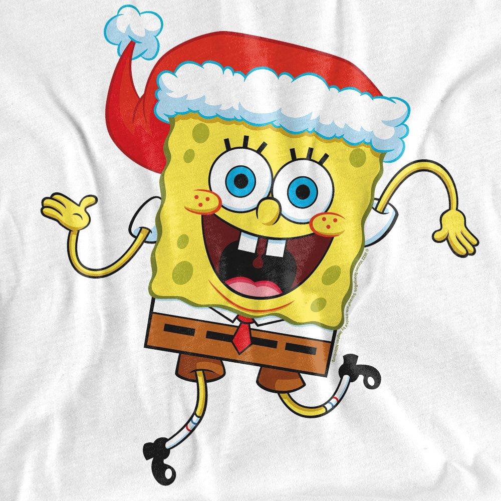 White - Spongebob - Spongebob Squarepants Christmas Santa Hat Ladies T - 2