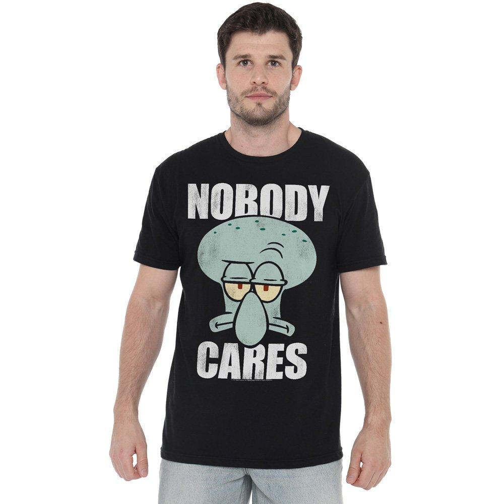 Black - Spongebob - Spongebob Nobody Cares Meme T-Shirt Black - 1