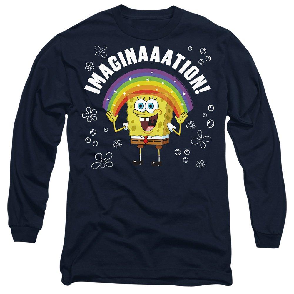 Navy - Spongebob - Spongebob Imagination Mens Long Sleeve T Shirt Na - 1