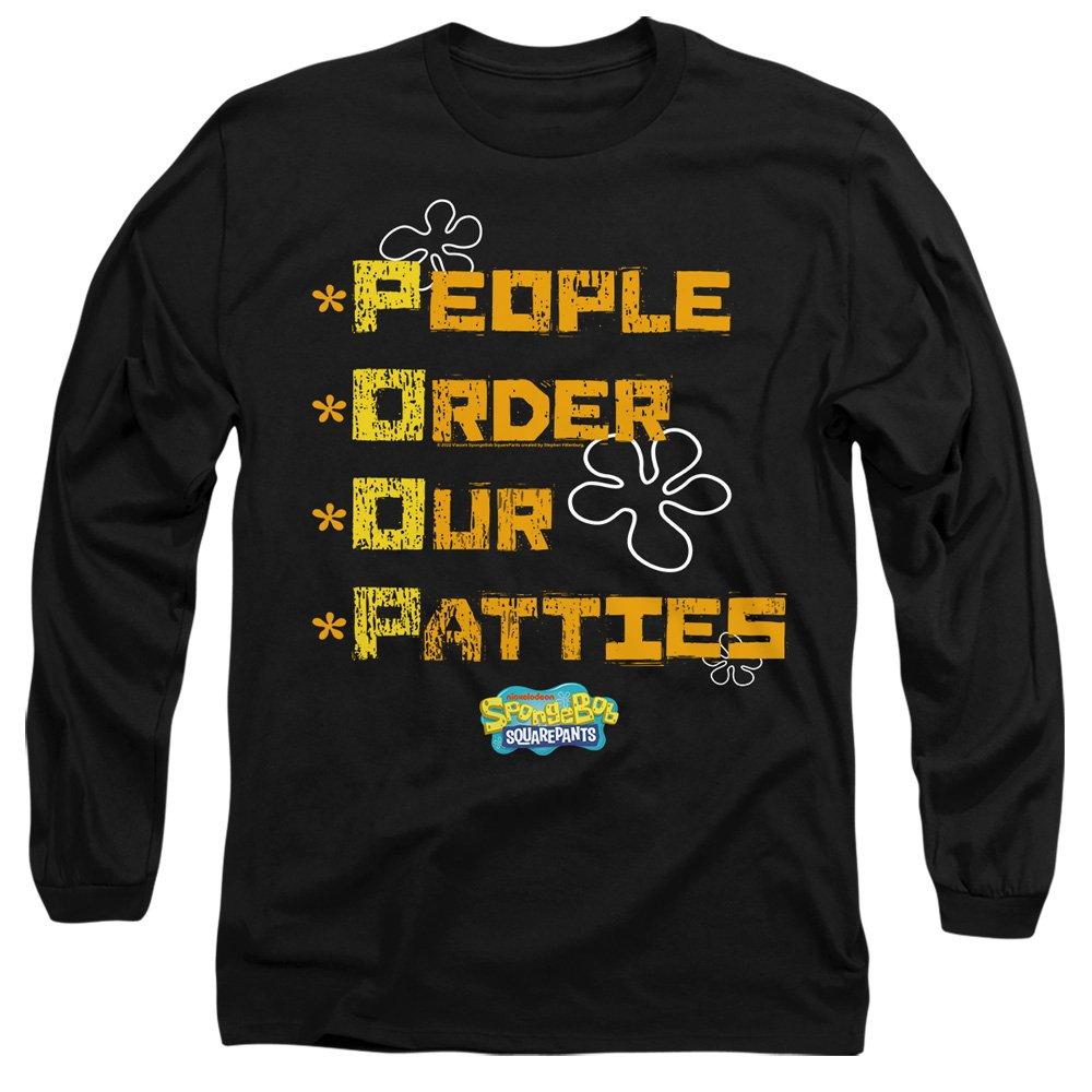 Black - Spongebob - Spongebob People Order Our Patties Mens Long Sleev - 1