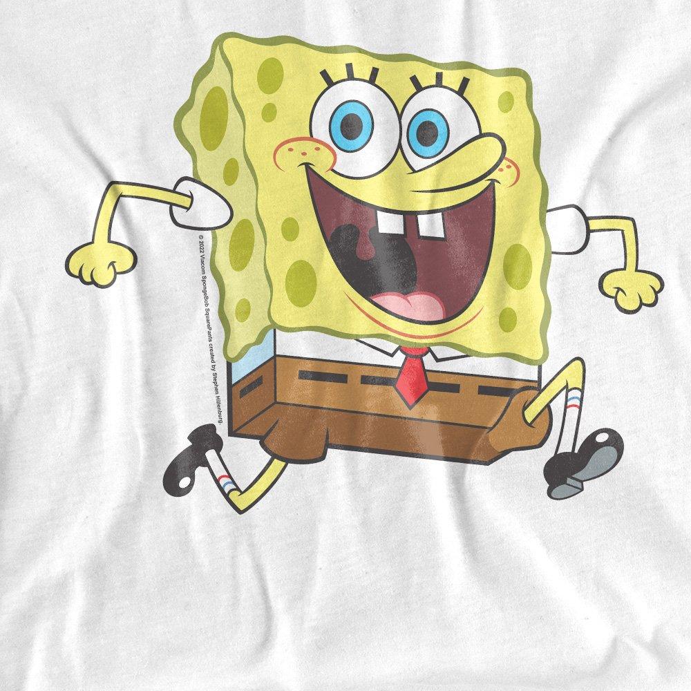 White - Spongebob - Spongebob Happy Running Spongebob Ladies T Shirt - 2
