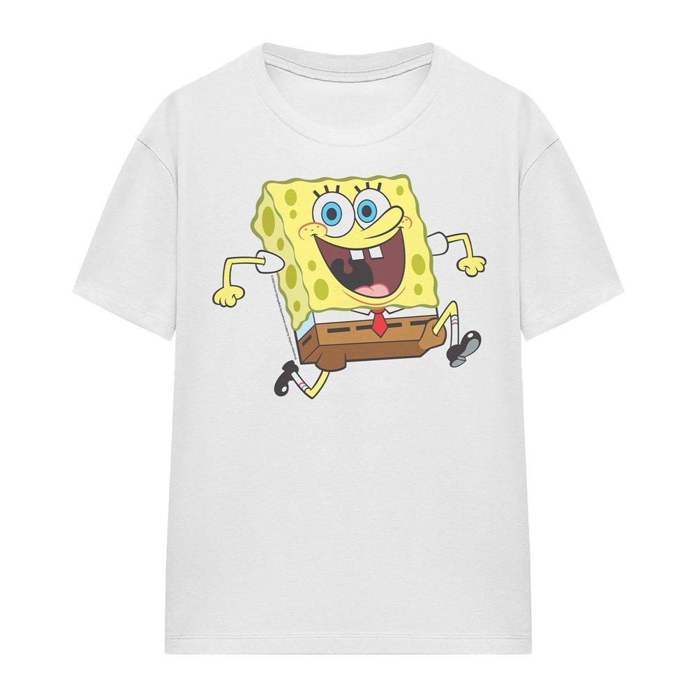 White - Spongebob - Spongebob Happy Running Spongebob Ladies T Shirt - 4