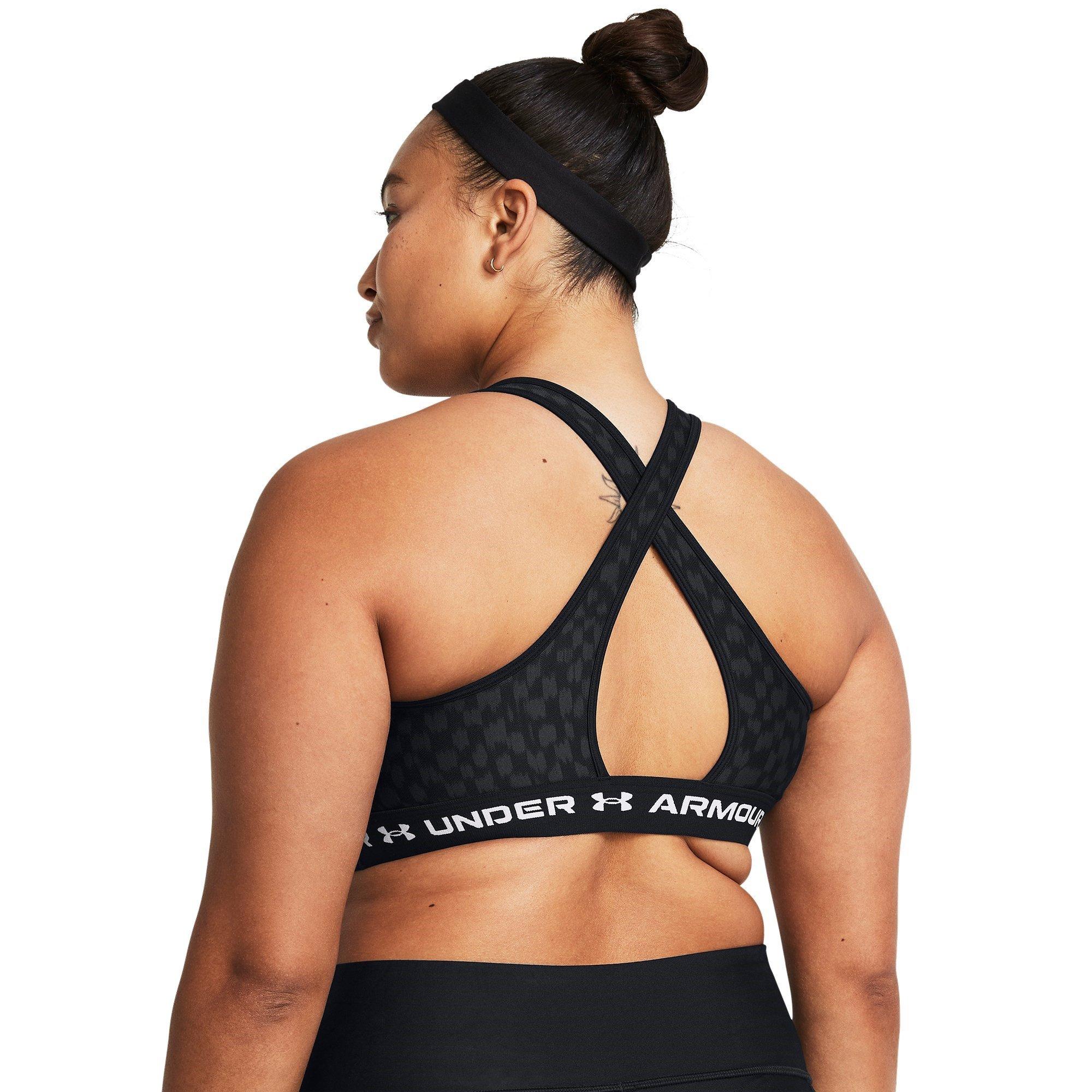 Blk/Cstlerck - Under Armour - Crossback Print Medium Impact Sports Bra - 12
