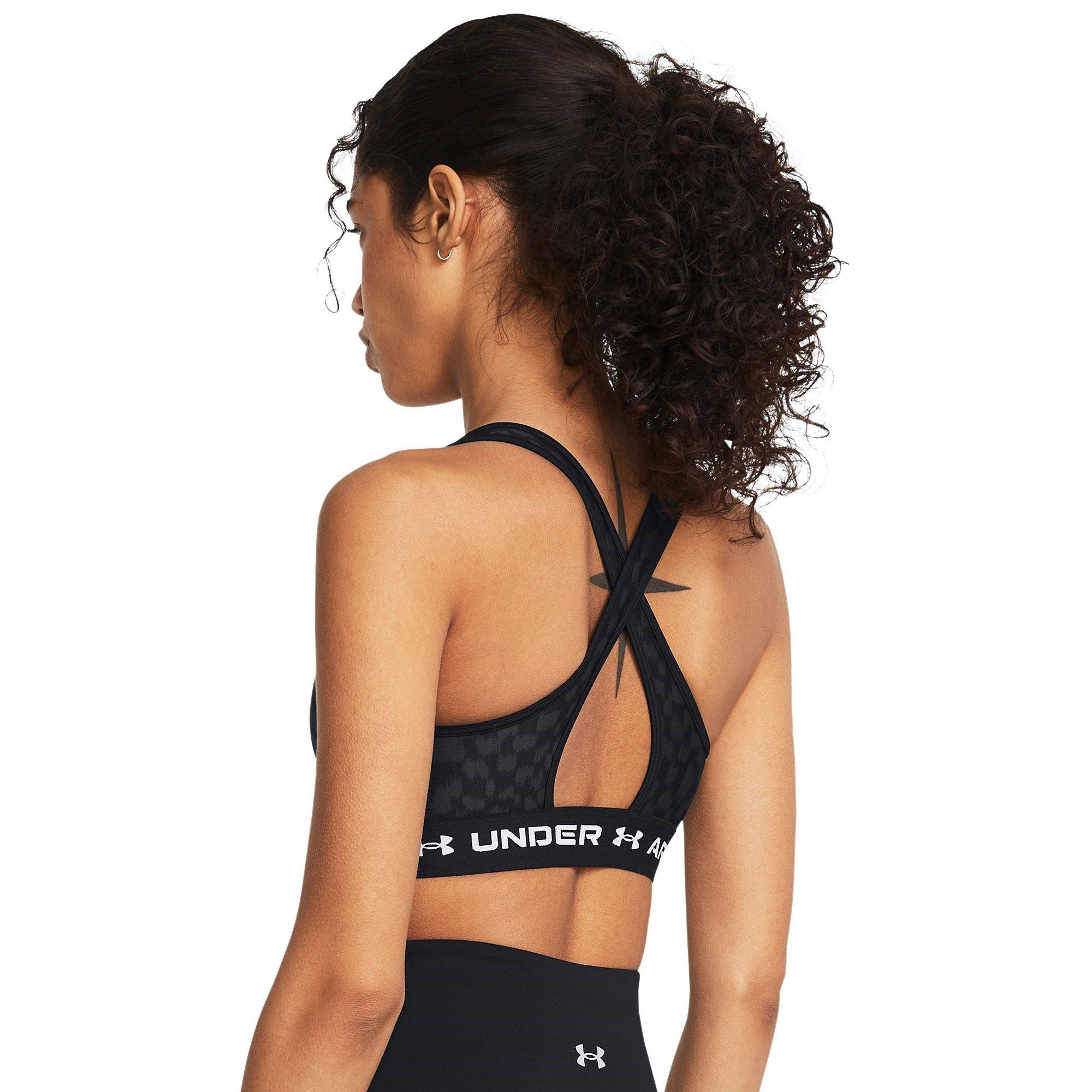 Blk/Cstlerck - Under Armour - Crossback Print Medium Impact Sports Bra - 6