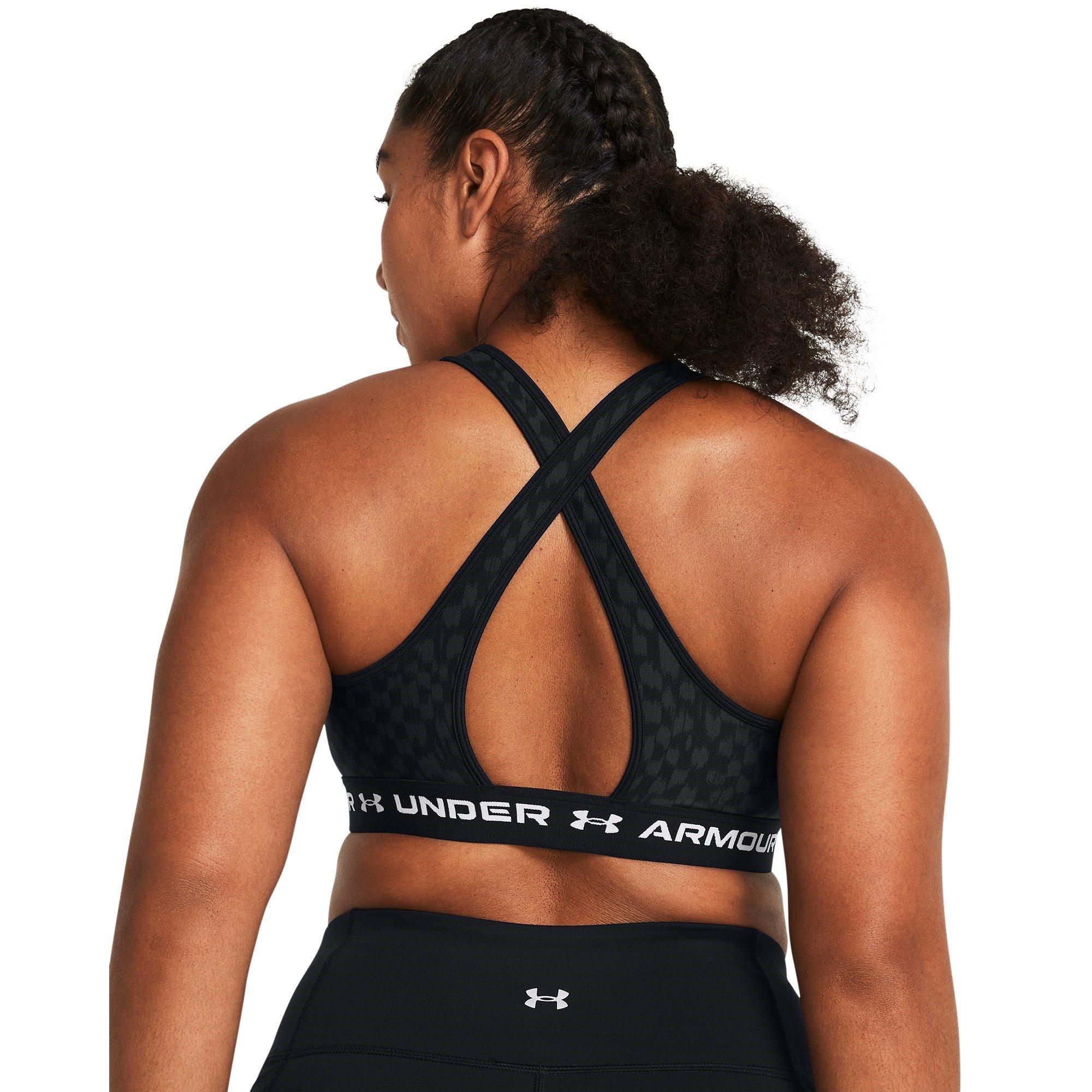 Blk/Cstlerck - Under Armour - Crossback Print Medium Impact Sports Bra - 10