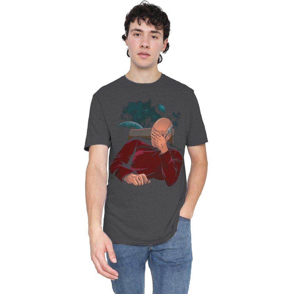 Charcoal - Star Trek - Star Trek Facepalm-Adult Heather Black - 1