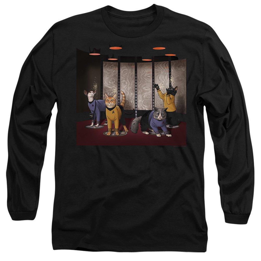 Black - Star Trek - Star Trek Beam Meow Up Long Sleeve T-Shirt Black - 1