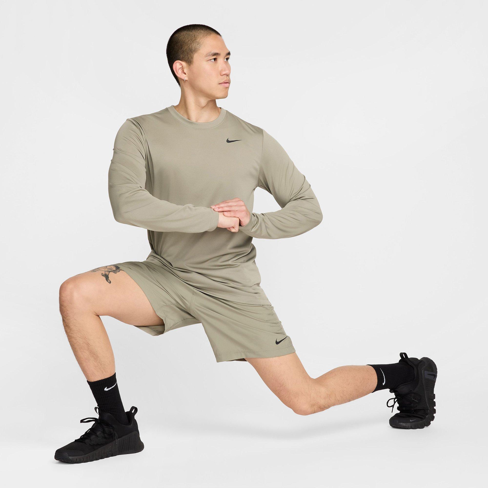 Light Army/Blk - Nike - Dri FIT Legend Mens Long Sleeve Performance Top - 5