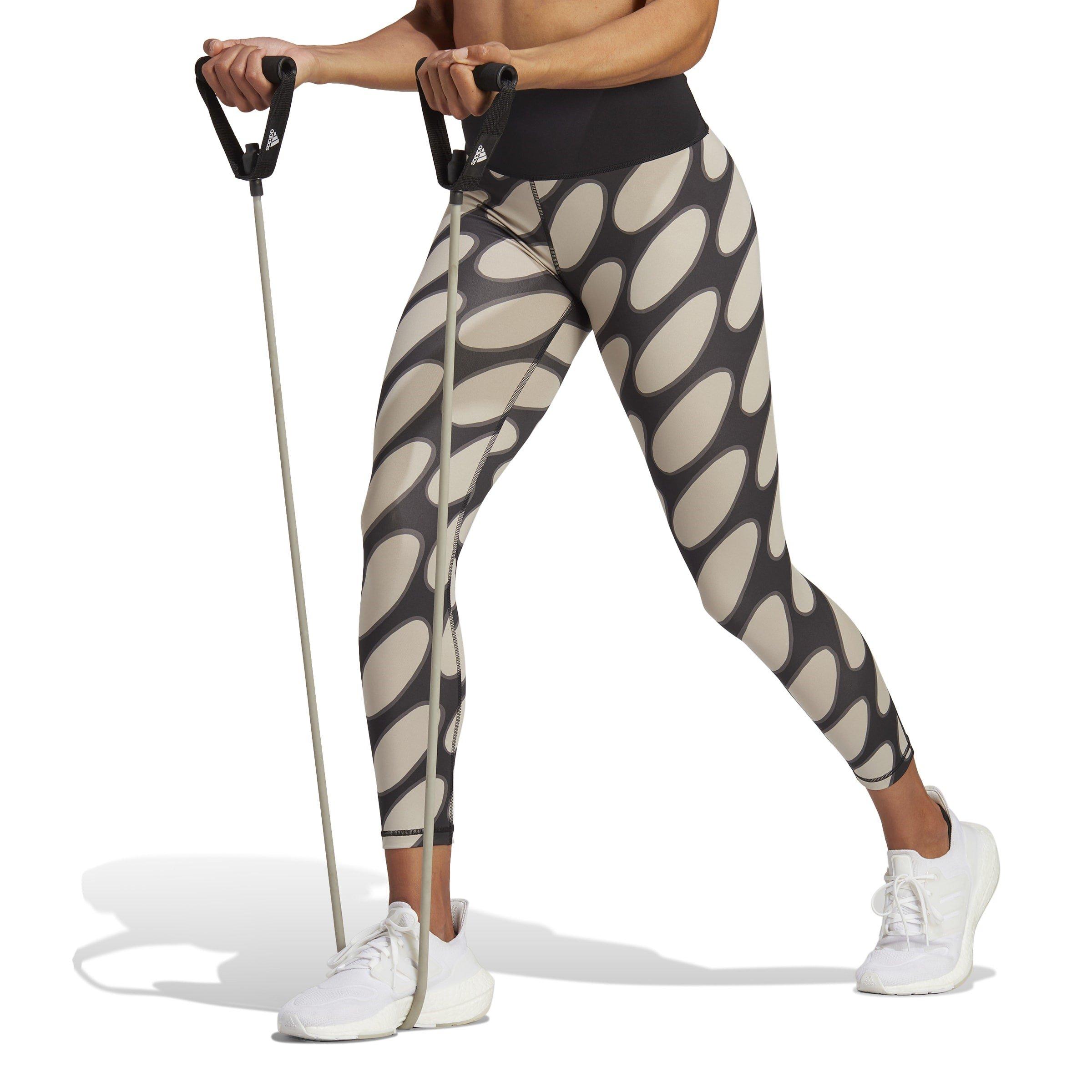 Black/Lbrown - adidas - x Marimekko Optime Training 7/8 Gym Leggings Womens - 2