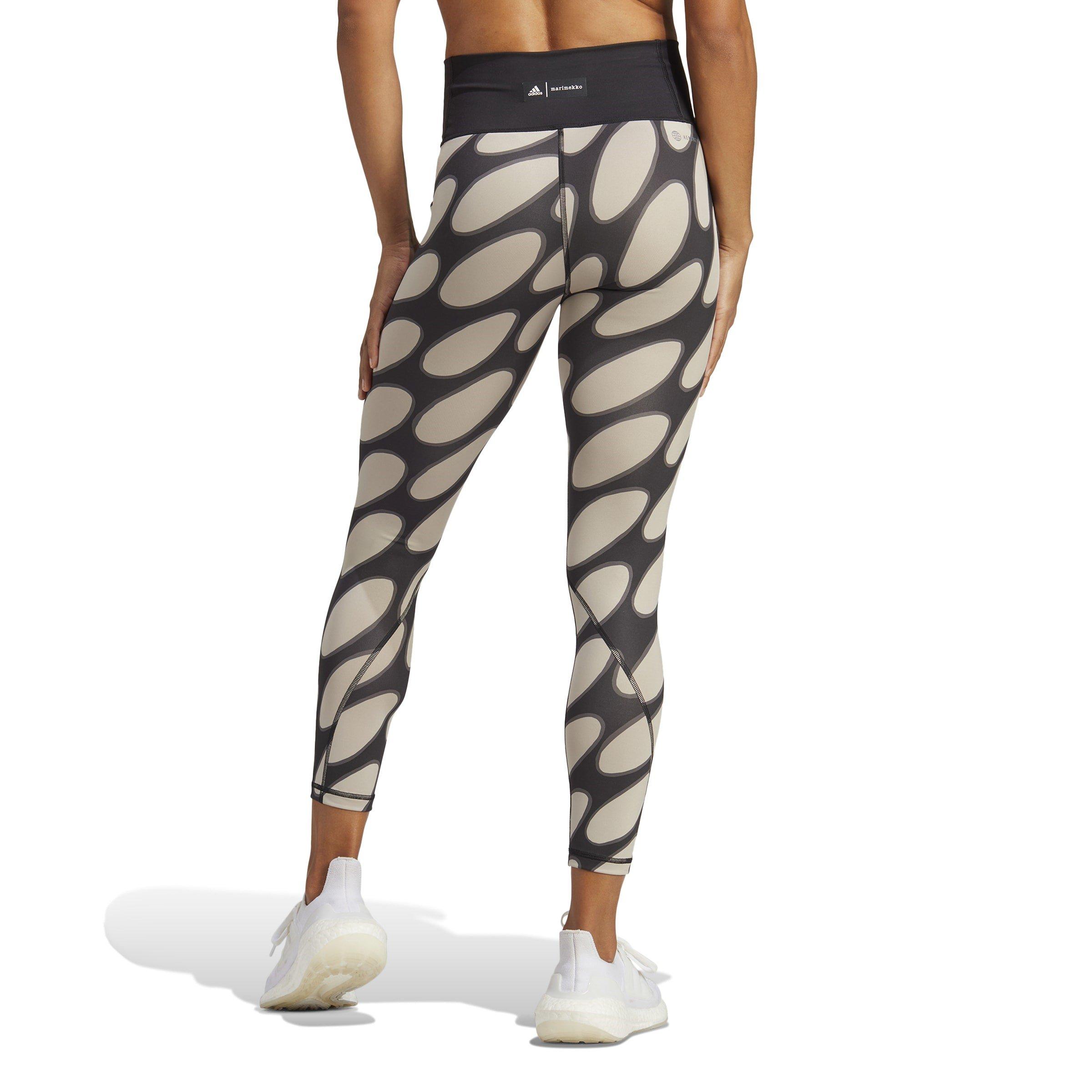 Black/Lbrown - adidas - x Marimekko Optime Training 7/8 Gym Leggings Womens - 3