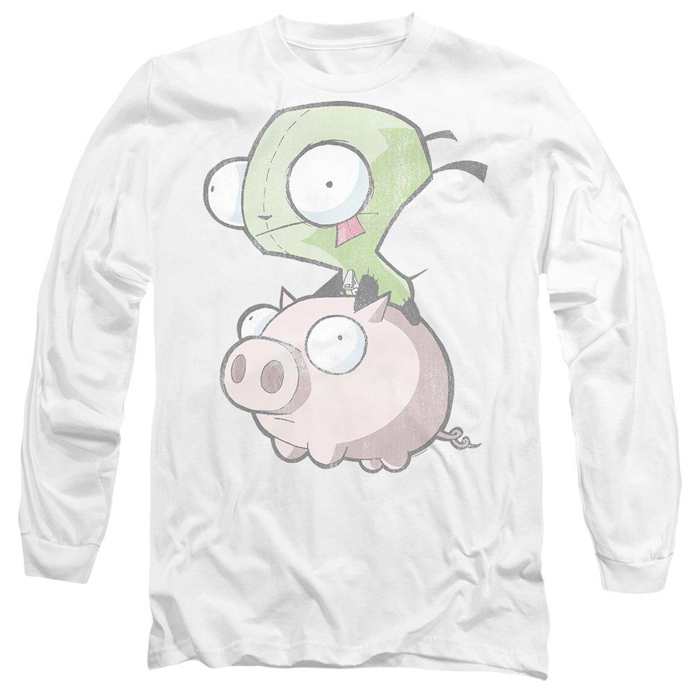 White - Other - Invader Zim Gir And Pig Mens Long Sleeve T Shirt - 1