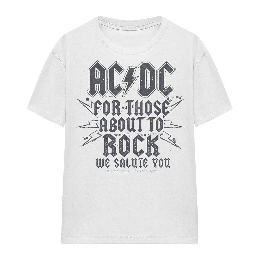 White - ACDC - AC DC Salute T-Shirt White - 4