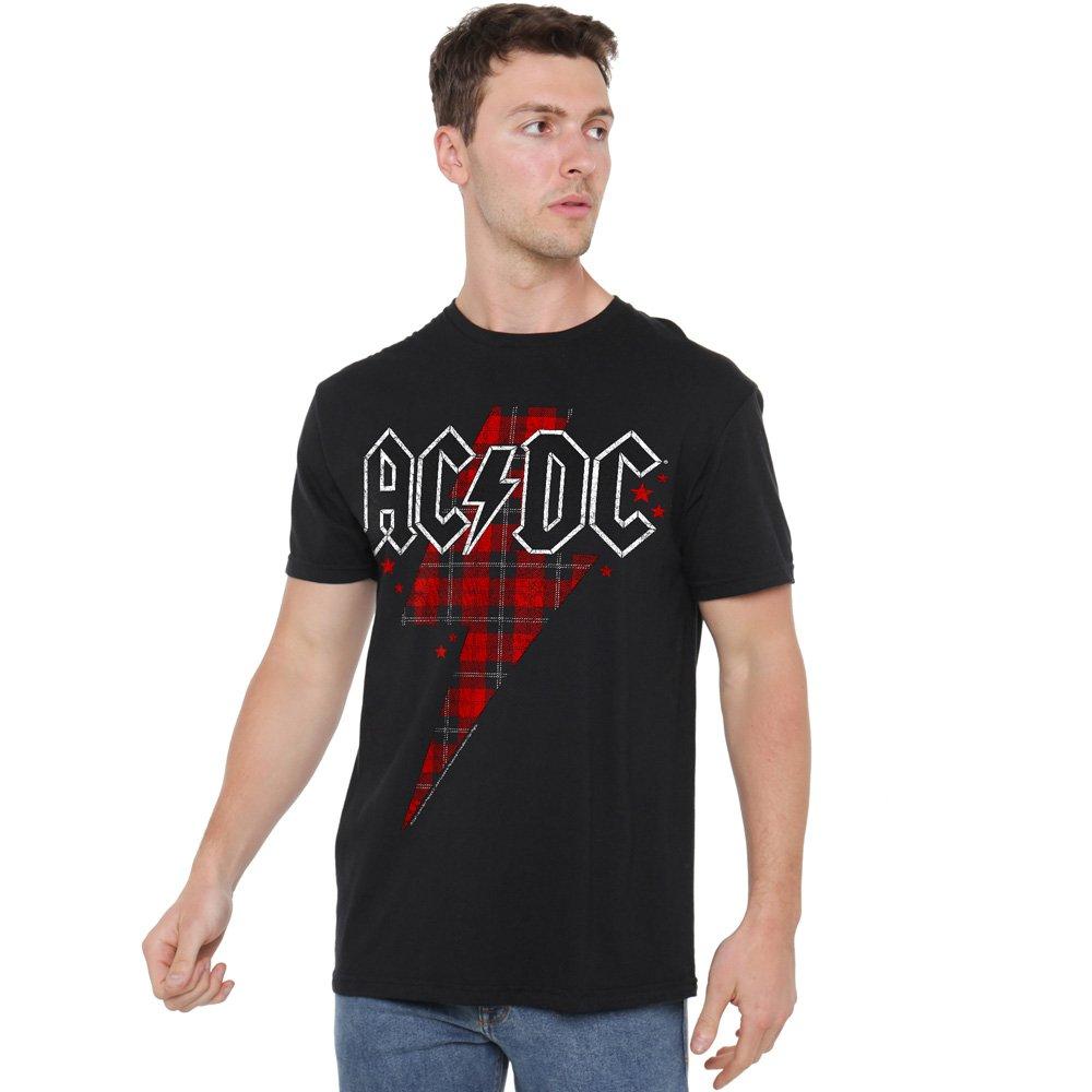 Black - ACDC - AC DC Plaid Bolt Unisex T Shirt Black - 1