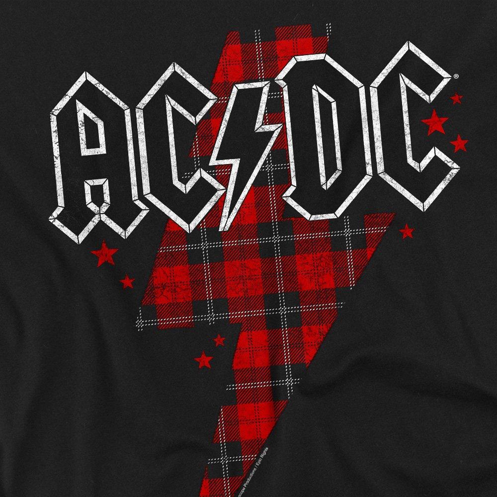 Black - ACDC - AC DC Plaid Bolt Unisex T Shirt Black - 2