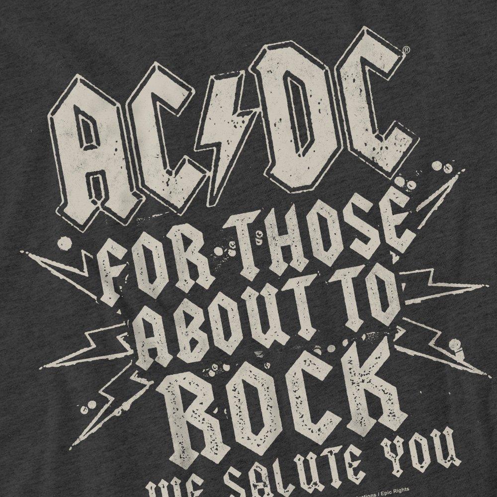 Charcoal - ACDC - AC DC Salute-Adult Heather Black - 2
